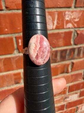 Pink Rhodochrosite Oval Stone Ring - Women Jewelry